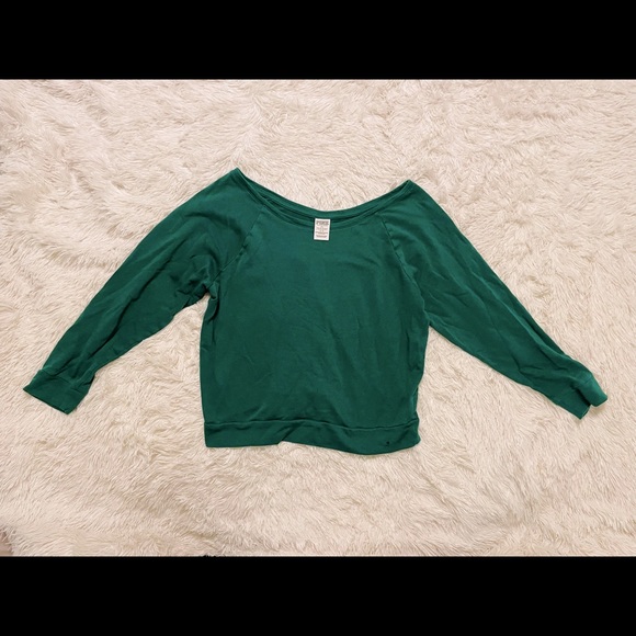 ♻️GOODWILL BOUND♻️ PINK Victorias Secret Off-the-Shoulder Sweatshirt - Picture 1 of 3